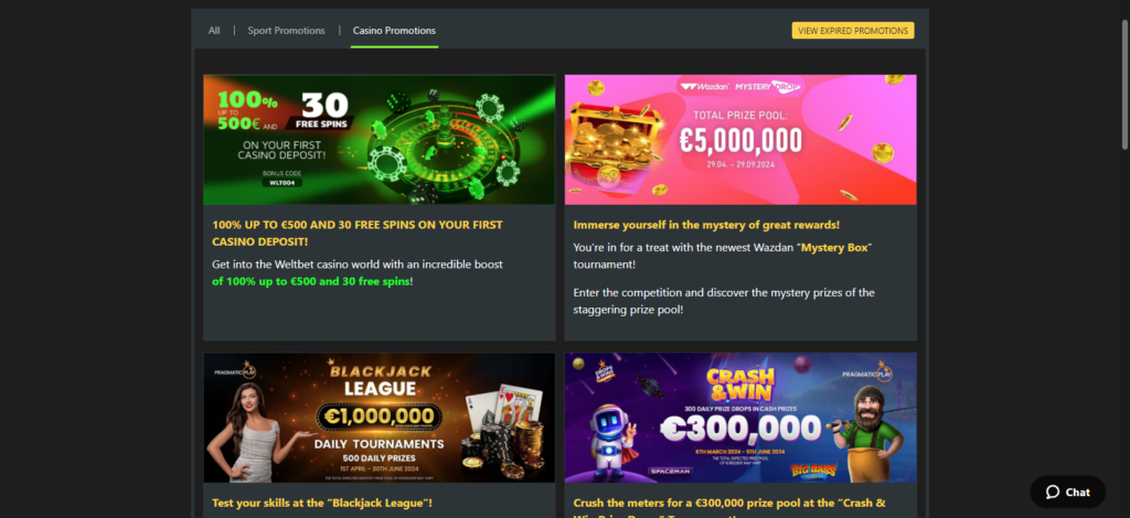 Weltbet Casino promotions
