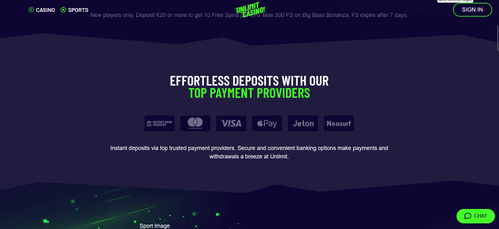 Unlimit casino payment methods