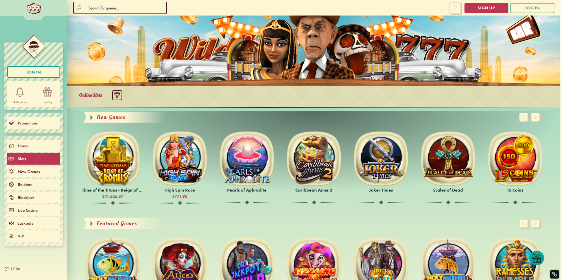 Play 777 Casino Slots including Aztec Realm, Millionaire Genie, Double Triple Chance, Treasure Fair, etc.
