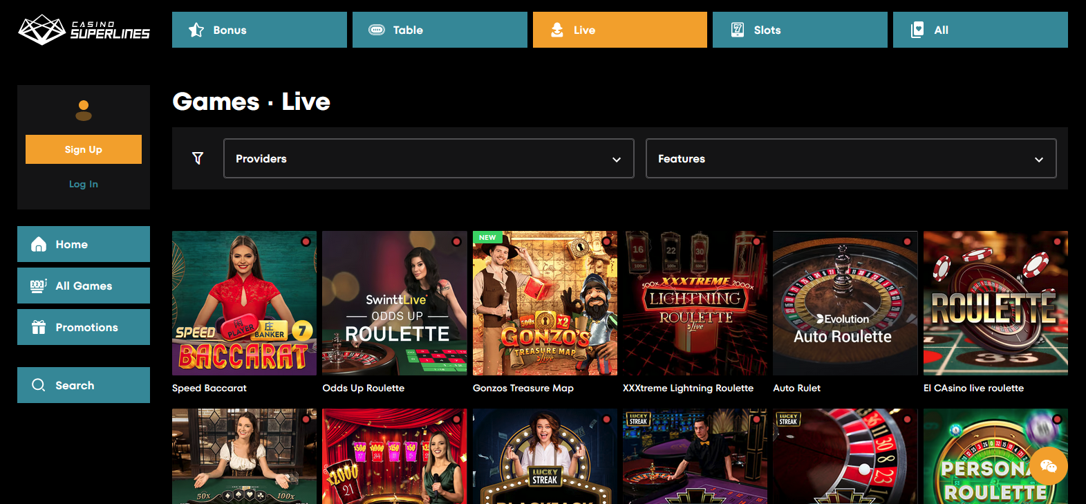Casino Superlines live games