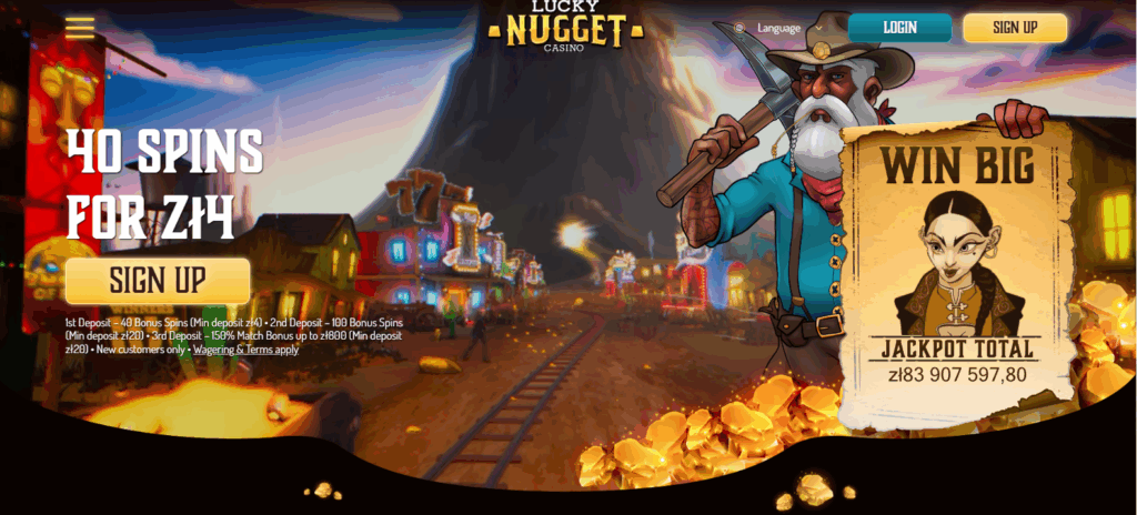 Lucky Nugget casino homepage