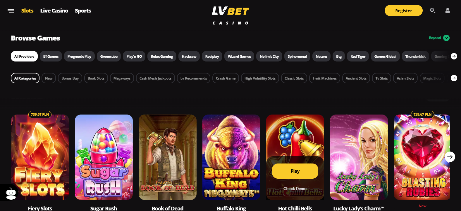 LV Bet casino live games